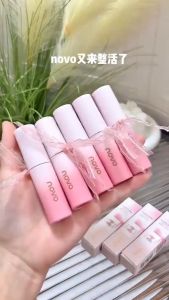 NOVO Lip Gloss Ribbon Lip Glaze 💄 NOVO水光亮彩丝带镜面唇釉 Gincu Kalis Air Tidak Melekat 冰透水感 Lipstick Water Light Thin 防水不沾杯口红 Waterproof