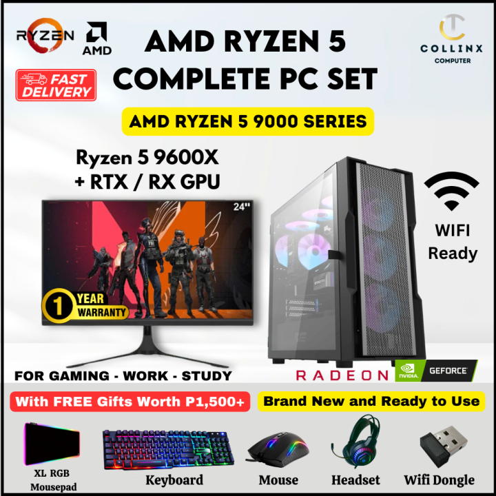 [ COMPLETE PC SET ] AMD Ryzen 5 9600X CPU Desktop Package with RTX RX ...