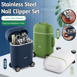 8-Piece Nail Clipper Set Mini Suitcase Stainless Steel Nails Set Manicure Pedicure Scissors Tool Eyebrow Tweezer Cuticle Hair Scissors