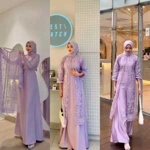 BEST SELLER - FREE BROSS - RADIFAA DRESS SET OUTER BAHAN ROBERTO SILK MIX BRUKAT TILLE MOTIF ETNIK GAUN PESTA KONDANGAN MEWAH GAMIS TERBARU 2023 KEKINIAN DRESS WANITA KONDANGAN PESTA PERNIKAHAN BRIDESMAID