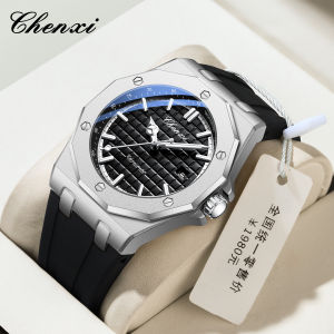 นาฬิกาข้อมือ CHENXI สำหรับกันน้ำผู้ชายใหม่ของแท้สายซิลิโคนกระจกแซฟไฟร์เรืองแสงควอตซ์นาฬิกากีฬา