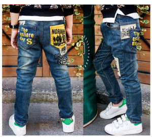 DIIMUU Quần Áo Trẻ Em 5-11 Tuổi Quần Bò Dài Cho Bé Trai Quần Denim Thường Ngày Quần Áo Trẻ Em