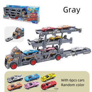 Folding Race Car Storage Container Truck Carry Case with 6pcs Mini Diecast Car Toy Vehicles Folding Truck Mini Car