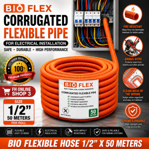 BIO FLEXIBLE HOSE (1/2 Inch) 50 Meters Orange PVC Corrugated Electrical SUPER AFFORDABLE