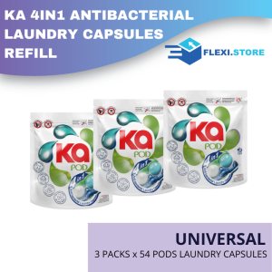 KA 4in1 Laundry Capsules 54 Pods x 3 or 6 Packs Universal (162 or 324 Pods)