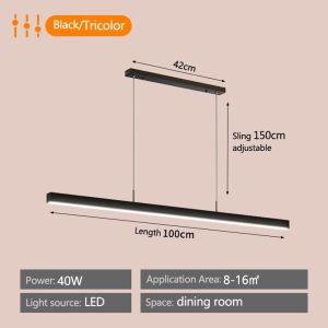 RNG Tricolor Modern Chandelier Dining Light Bar Lights Counter Minimalist Pendant Light