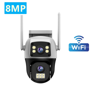 4K 8MP WIFI 4G IP Camera Dual Lens Outdoor Waterproof 360° Human Detect Video Surveillance CCTV Security Protection PTZ Cameras