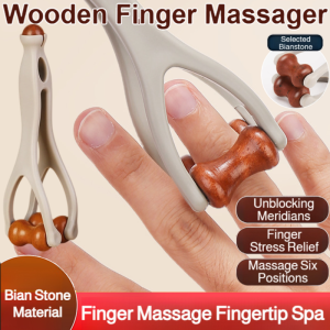Finger Massager Wooden Roller Acupressure Hand Joint Pain Relief Meridian Finger Massager Tool