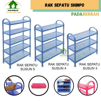 Rak Sepatu Susun Plastik Merk Shinpo 3 4 5 Susun / Tempat Penyimpanan Sepatu Sendal Plastik / Rak Serbaguna