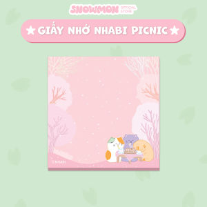 Giấy nhớ dán ghi chú Snowmon Buổi picnic màu hồng đáng yêu 50 tờ