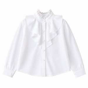 DOOUR Trắng Áo sơ mi dài tay nữ Ren Áo tay dài Áo voan nữ Thường ngày Vải chiffon Cô gái áo trắng Xuân Hạ Thu
