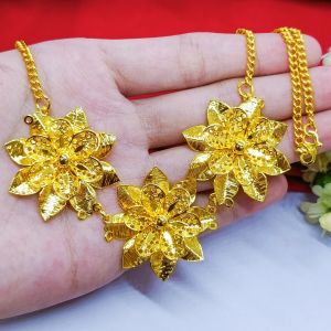 COD Kalung Dan Liontin Motif Bunga Mewah Terbaru Lapis Emas Xuping Aksesoris Fashion Potongan Harga Grosir Necklace