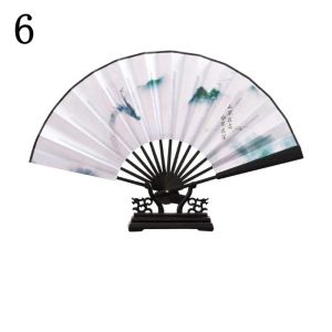 YERZ Thickened Chinese Style Folding Fan Large Bamboo Dance Hand Fan Ornaments Shanhaijing Vintage Silk Folding Fan Women