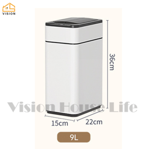 Vision Intelligent Automatic Trash Can with Cover 9-60L Smart Motion Sensor Stainless Steel Garbage Can for Bedroom Bathroom Kitchen Office High-Capacity Automatic Touchless Infrared Trash Waste Bin with Butterfly Lid(Silver/White/Cream)