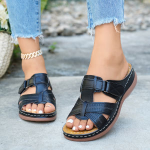 Summer WomenS Flat Sandals With Stitching Lightweight Plus-Size Retro Shoes Plus-Size WomenS Sandals And Slippers