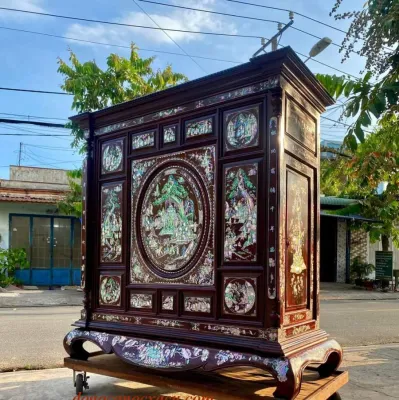 TỦ THỜ GỖ CĂM XE CẨN ỐC ĐẸP TỦ THỜ CẨN THỜI XƯATỦ GỖ HÀNG TRẠM CẨN HÀNG CAO CẤP