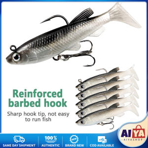 5PCS Soft Bait Fishing Lures for Freshwater 5pcs Swim Baits for Bass Fishing with Hooks Soft Fishing Bait for Bass Catfish Pike Fishing