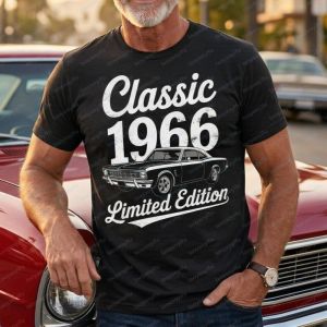 [Local Stock] VCC Classic 1966 60th Birthday Gift Tshirt Vintage Car Graphic Printed Limited Edition T-Shirt Summer Casual Fashion Cotton Man Tees