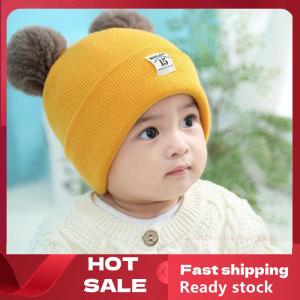 🚚【Local Express Delivery】🚚 Winter Children Warm Baby Knitted Hats With Pom Pom Kids Knit Beanie Hats Solid Color Infant Hat For Boys Girls