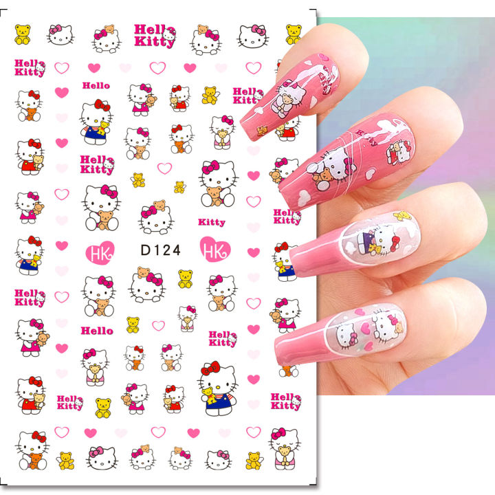 Amazon.com: Emifunny Cute Kawaii Hello Kit-ty Cartoon Nail Stickers  Self-Adhesive Nail Decals for Women Girls Kids Nail Art Stickers (12  Sheets) : Beauty & Personal Care