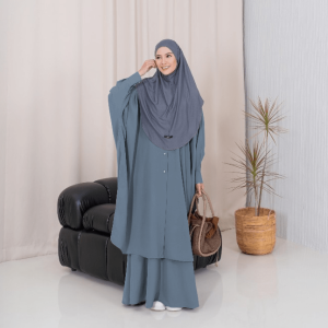 GAUDYFASHION - Aurora Abaya Set Rok Lengan Batwing Jumbo LD 215 Setelan Fashion Muslim Syari Oneset