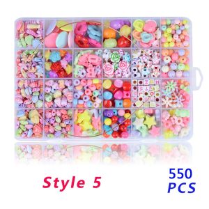 Diy Beads Set Jewelry Kit For Kids Bracelet Necklace Craft Assorted Color Non Toxic Elastic Cord Family Activity Gift