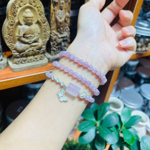 vòng tay nữ dáng chuỗi đá thạch anh hồng tự nhiên mix charm bạc cao cấp và lu thống thạch anh hồng vip vòng tay đá phong thuỷ hợp mệnh thổ mệnh hoả trang sức thiết kế đủ hoá đơn thẻ bảo hành