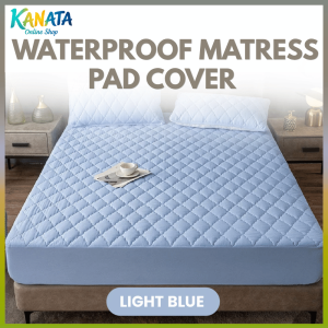 Kanata Waterproof Mattress Protector Breathable Hypoallergenic Bed Cover Topper Light Blue Bedsheet Mattress Pad