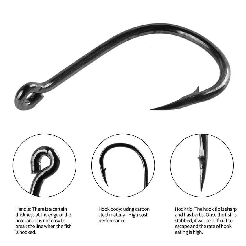 J Shaped Carbon Steel Tiny Fishing Hooks Set With Sharp Barbs And