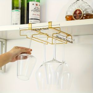 Noble Metal Wine Glass Holder - Non-Perforated Hanging High-Legged Glass Storage Rack Space-Saving Kitchen & Dining Organizer Durable Metal Construction with Elegant Painted Finish Simple Design  Sturdy Organizer Bar Setup