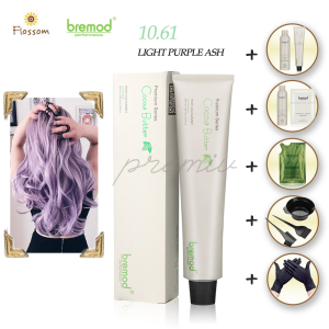 9Pcs Bremod Premium Series Cocoa Butter Hair Color Dye 10.61 Light Purple Ash Set