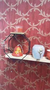 Teachers day Offer - Wall Hanging Shelving Rack / 1 Meter Long / Octagon Metal Frame with Double Deck Trays