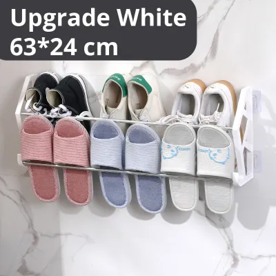 Shoe Rack Organizer No Drill Door Back Wall Mounted Slipper Rack Organizer Bathroom Rack