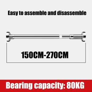 Punch-Free Telescopic Rod Stainless Steel Shower Curtain Support Rod Extended Adjustable Hanger Dismountable Wardrobe Telescopic Rod