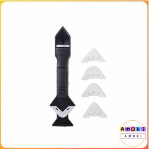 AmoKi Silicone Caulking Scraper Tools Silicone Caulking Scraper Tool With 5 Replaceable Silicone Pads