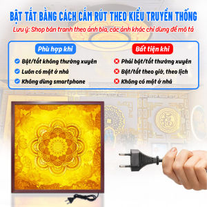 Đèn Hào Quang In Tranh Trúc Chỉ Vuông Trang Trí Phòng Thờ Bàn Thờ Treo Tường TC-TV-02