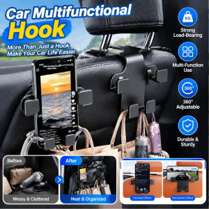 Universal Car Seat Double Hook Mobile Phone Holder Backseat Headrest Hanger Multifunctional Seatback Storage Hooks