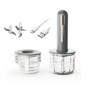 FIRST SONG USB Rechargeable Electric Food Chopper Plastic Powerful Motor Cordless Vegetable Chopper Portable Efficient Electric Meat Grinder Home Use