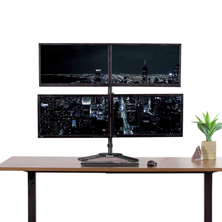 Quadruple LCD LED Computer Monitor Desk Stand Free Standing Heavy Duty