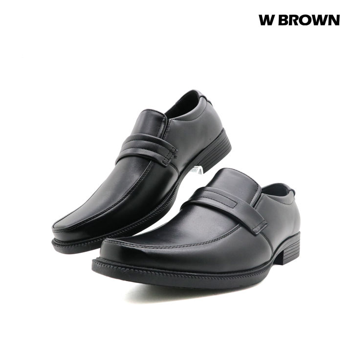 W BROWN Mens Classic Slip-on Shoes Black (WCL1694BL) Pu Leather