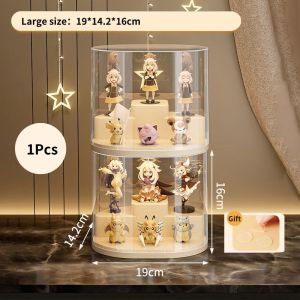 【COD】Multiple layers Rotating blind box of Labubu dustproof bubble acrylic display box pop mart