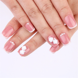 Valentines Nail French Tips Short Square Press On Nail Elegant Designs Stick on Nail Manicure for Various Occasions