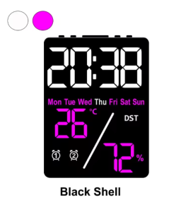 Multifunctional Large Screen Digital Alarm Clock Humidity Display Brightness Adjustment Charging Desktop Home Office
