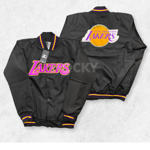 HOCKY Jaket Varsity Baseball Pria Wanita Bomber Full Bordir Lakers Black Premium Distro