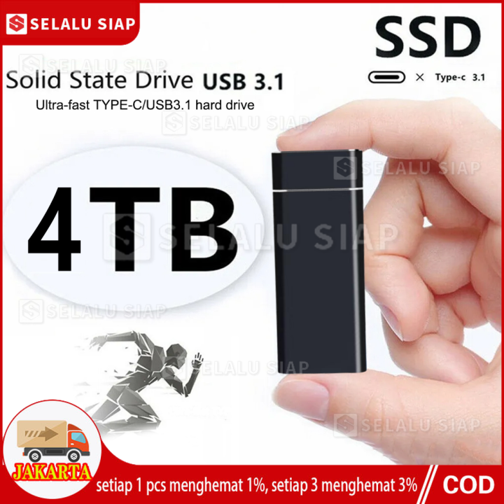 Mini Portable SSD Eksternal 4TB M.2 External Mobile Solid State Drive High Speed Dengan Kapasitas 4TB Dan Kecepatan Tinggi USB 3.1 C  Terbuat Dari Aluminium Alloy Untuk Laptop Hard Drive Original for Phone/ Penyimpanan Perangkat Keras Komputer