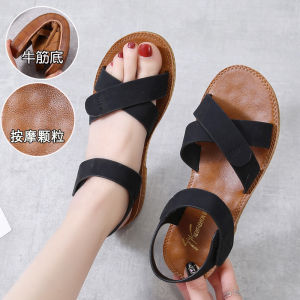 [Free Shipping] Cowhide Sole Sandals Flat Shoes 2026 Summer New Shoes Student Roman Shoes Beach Shoes Soft Sole Slip-On WomenS Shoes