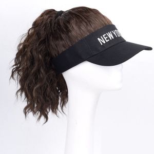 YOYO CHARMING สีน้ำตาลสีน้ำตาลเข้ม สีดำสีดำ ชายหาดริมชายหาด ฤดูร้อนฤดูร้อนฤดูร้อน ง่ายต่อการสวมใส่ อุปกรณ์เสริมผม ชิ้นผมธรรมชาติ สาวๆ ไฟเบอร์ทนความร้อน หมวกกอล์ฟหางม้า วิกผมหมวกเบสบอลบังแดด ผมหางม้าหยักศกสั้น หมวกผมปลอม