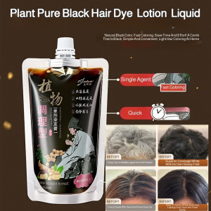 Plant Pure Black Hair Dye Cream Natural Non-Stimulation Formula Covers Gray Hair &amp Strengthens Hair Easy Home Use