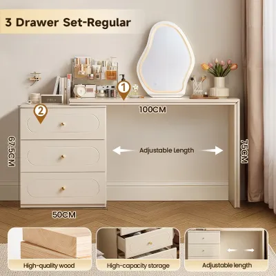 Minos Nordic Minimalist Vanity Dressing Table 3 Drawer Chest Cabinet Makeup Table Storage Chest