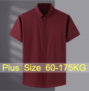 【Plus Size】10XL 8XL 7XL Big Size Mens Short Sleeve Summer Thin Solid Color Loose Business Dress Casual Shirt Oversize Shirts